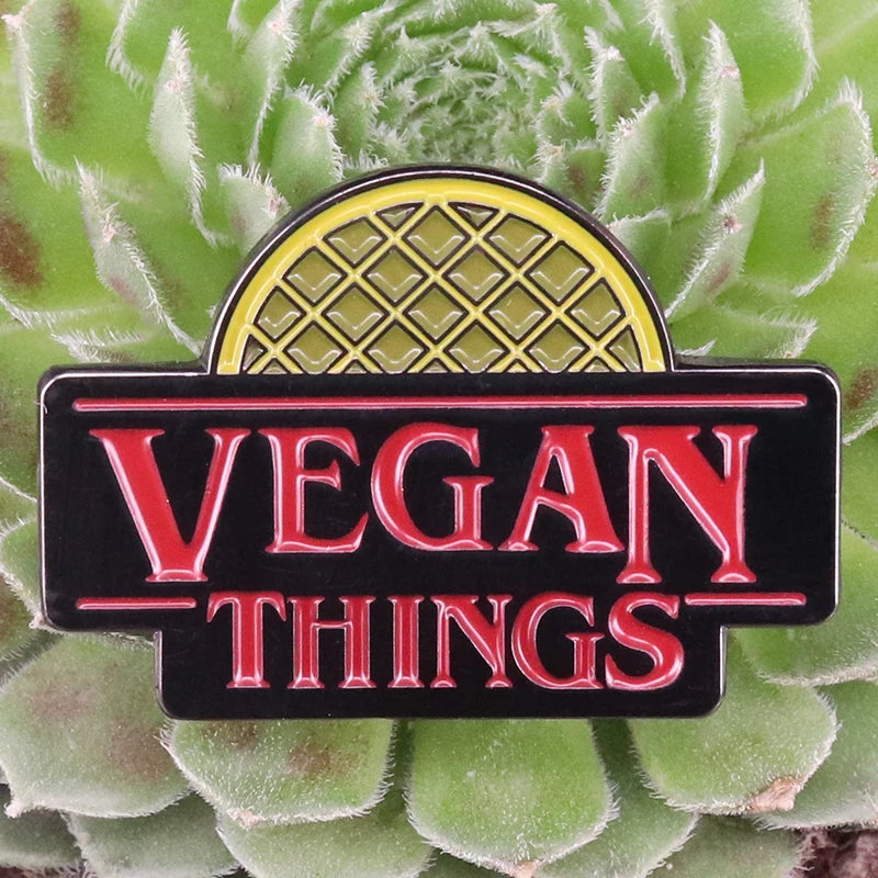 Vegan Enamel Pin Hamburger Broccoli Carrot Pussy Vegetarian Vegetables Badge Cartoon Brooch