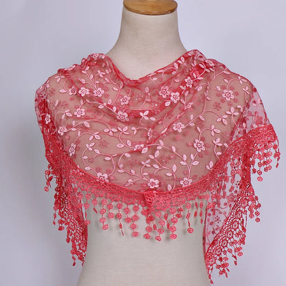 Embroidered Lace Scarf for Church Shawl Catholic Veil Church Scarf Sheer Floral Scarves Prayer Shawl Spanish Mantilla for Church