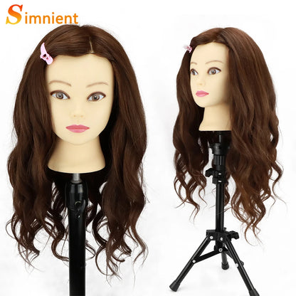 Cosmetology Mannequin Head With 25” 80% Real Hair For Braiding Hair Styling Training Head With Gift Hairdressing Salon Display