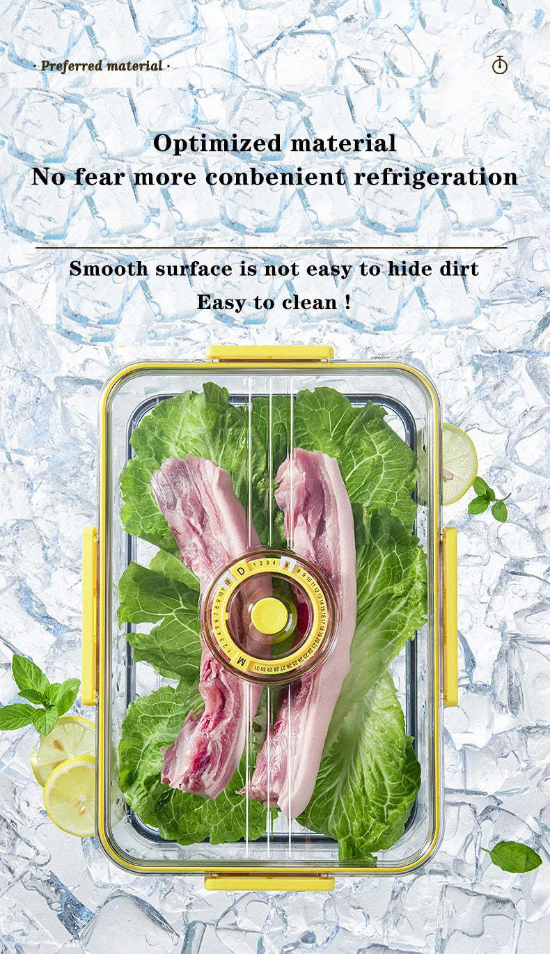 1PCS Timekeeping Kitchen Fridge Organizer Storage Box Lid Refrigerator Thickened Food Pantry Storage Drawer Box Containers Tools