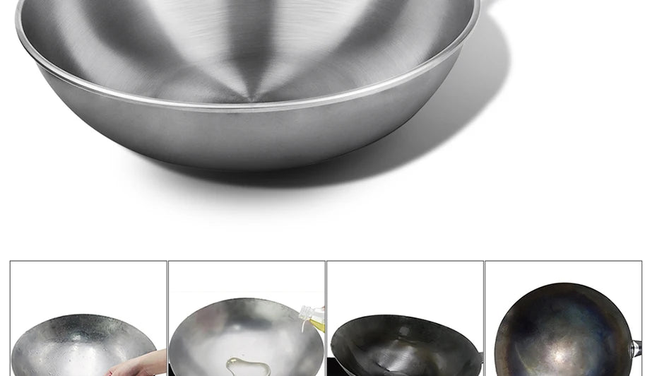 Konco Handmade Iron Wok Traditional Cookware Iron Pot Non-coating Healthy Wok Gas Cookware-30/32/34CM