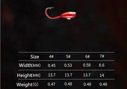 Fishing Overturned Hook 45 Degree Inclined Hole Through Traditional Barbed Hooks Red Worm Jig Head Lot 10 Pieces Sale