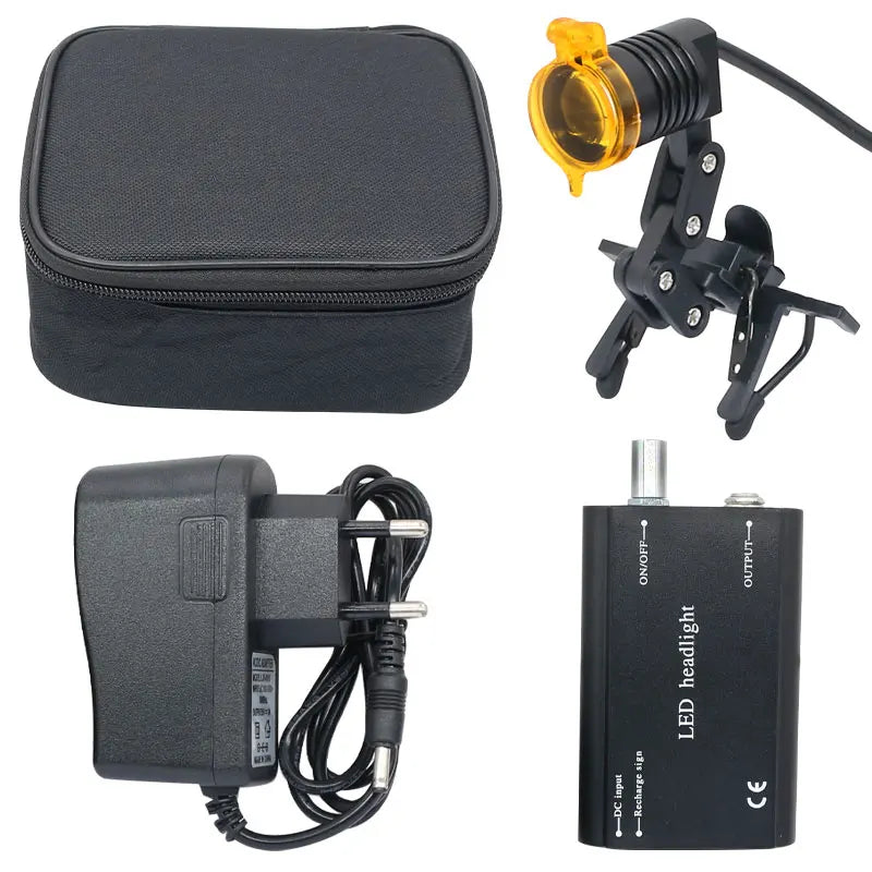 Dental LED Head Light for Dental Loupes Dentist with Yellow Filter Glasses Clip Rechargable Lamp Adjustable Brightness