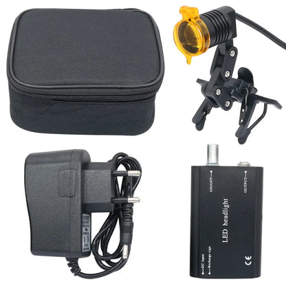 Dental LED Head Light for Dental Loupes Dentist with Yellow Filter Glasses Clip Rechargable Lamp Adjustable Brightness