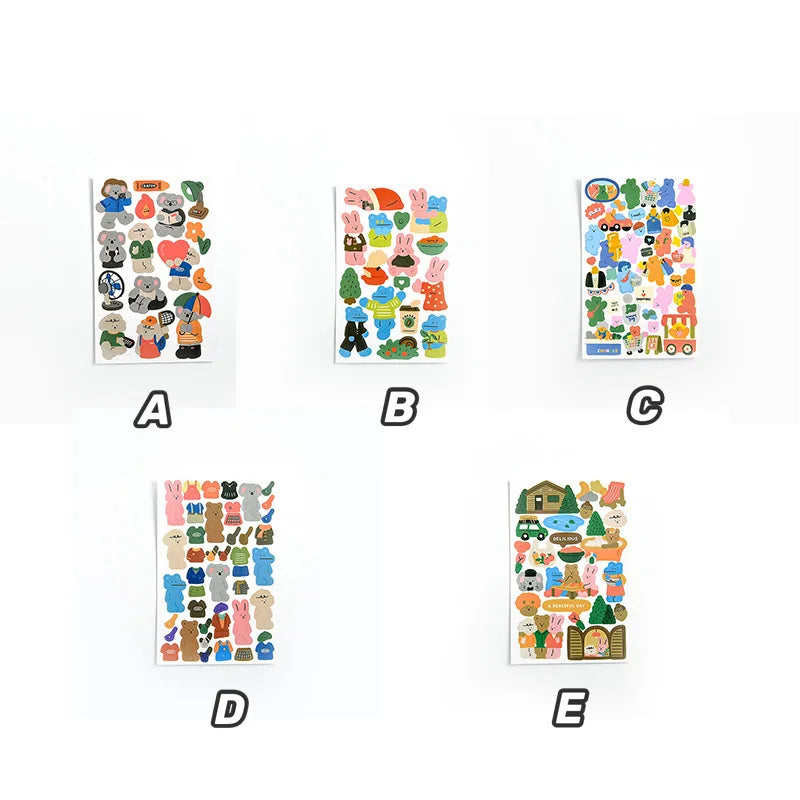 Mohamm 1Pc Animal Friends Series Stickers Decoration Scrapbooking Paper Creative Stationary School Supplies