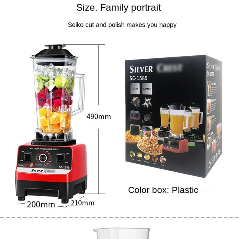 THANKSHARE 3000W Heavy Duty Commercial Grade Blender 6 Blades Mixer Juicer Fruit Food Processor Ice Smoothies BPA Free 2L Jar