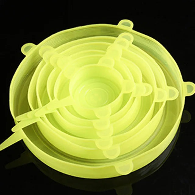 6pcs Food Silicone Cover Cap Universal Silicone Lids Cookware Bowl Reusable Stretch Lids Pot Lids Kitchen Accessories