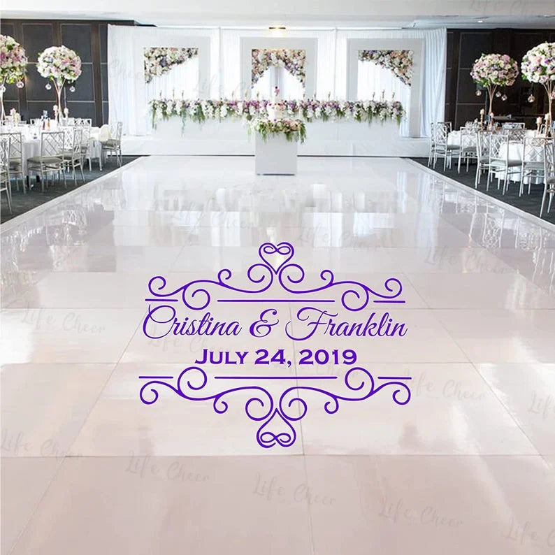 Wedding Dance Floor Decal Wedding Floor Monogram Vinyl Floor Sticker Party Decor Custom Name & Date DIY Wall Sticker