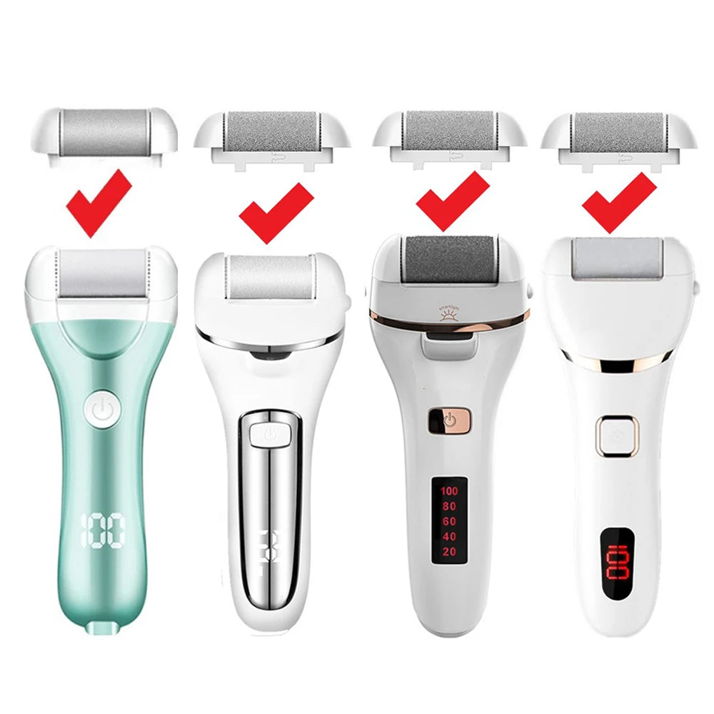 6 Pcs Foot Care Tool Heads Hard Skin Remover Refills Replacement Rollers for Cracked Heels Calluses and Dead Skin Black