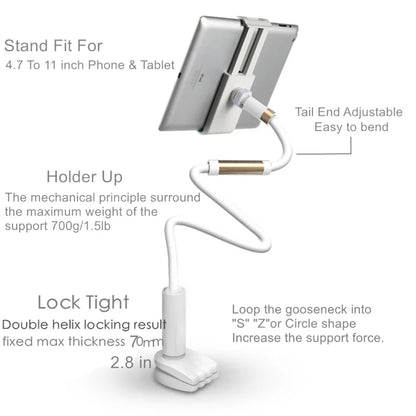 Desktop Phone Tablet Stands 130cm Tablet Holder Adjustable Mount For Tablet 4.0 To 11 inch Bed Tablet PC Stand Metal Support