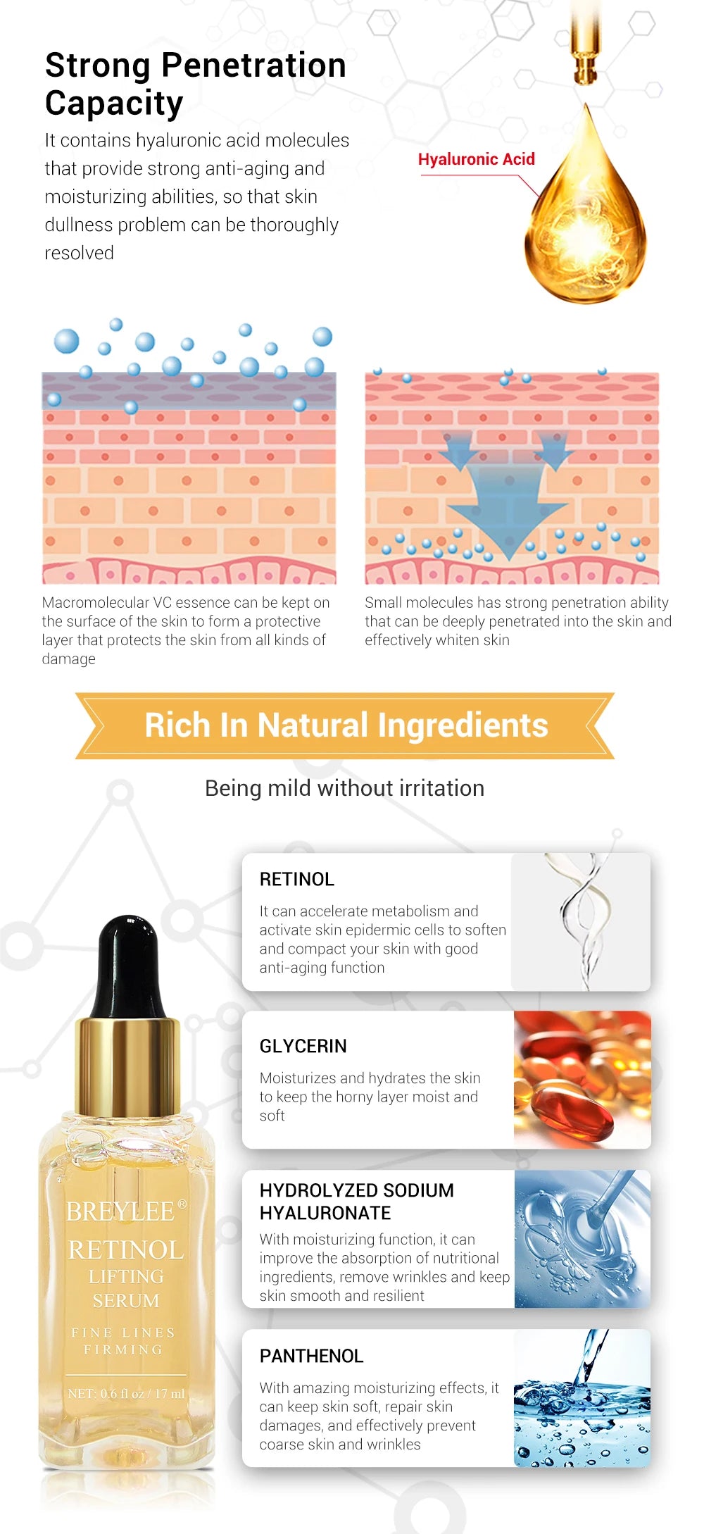 3PCS BREYLEE Retinol  Serum 17ML