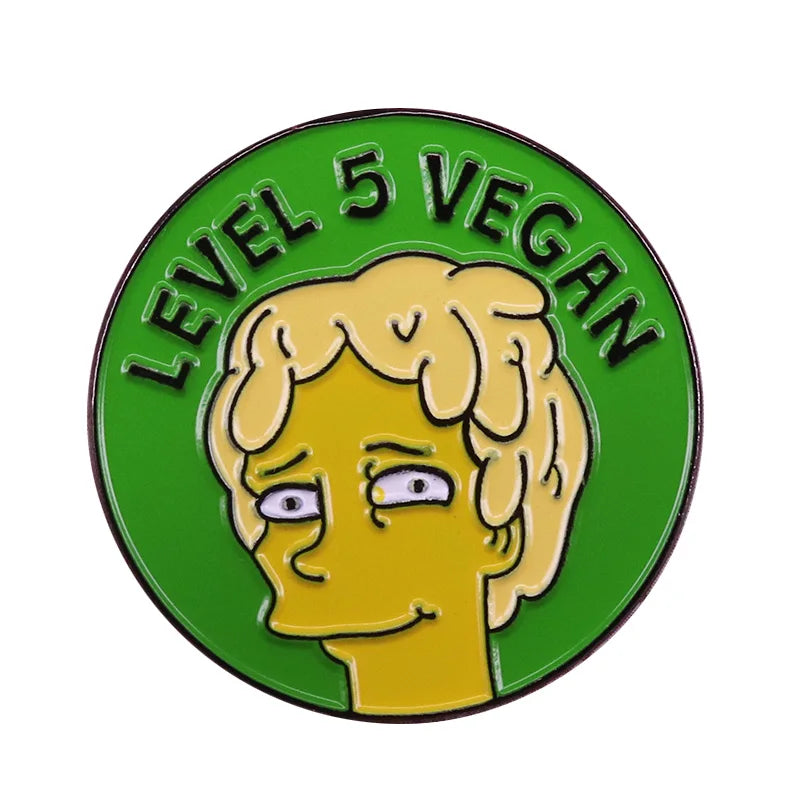Vegan Enamel Pin Hamburger Broccoli Carrot Pussy Vegetarian Vegetables Badge Cartoon Brooch
