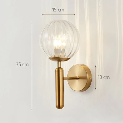 Decorative Modern Wall Lamp with Glass Shade Bedside Bedroom Loft Design Up Down Iron Led Wall Lights Gold for Home Mirror E27