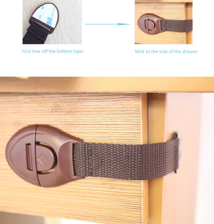 Baby Safety Cabinet Lock Baby Safety Protection Drawer Webbing Safety Lock Baby Anti-pinch Hand Cloth With Child Safety Hook