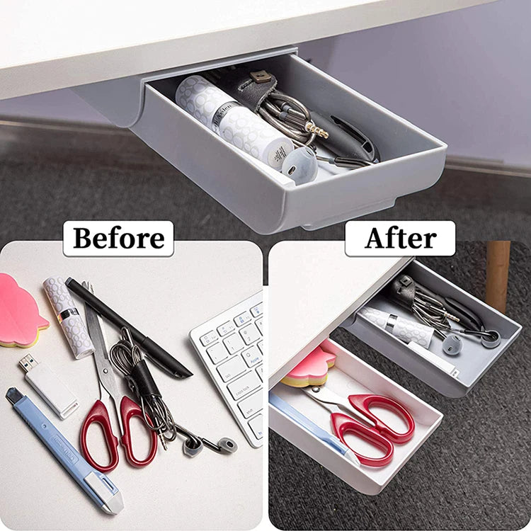 Hidden Drawer Organizer Self-Adhesive Desktop Small Drawer Cabinet Under Table Hidden Drawer Office Home Storage Tools