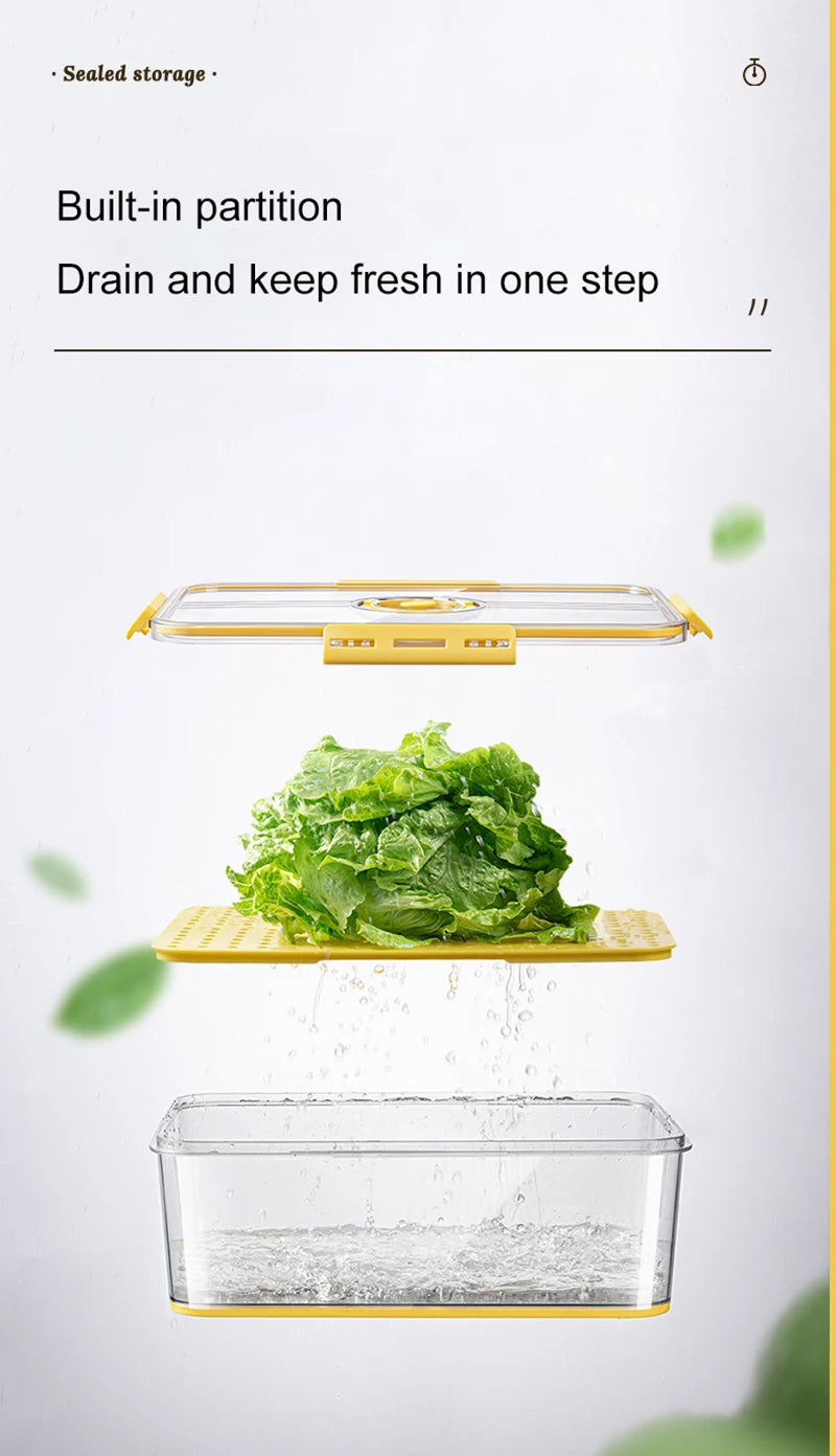 1PCS Timekeeping Kitchen Fridge Organizer Storage Box Lid Refrigerator Thickened Food Pantry Storage Drawer Box Containers Tools