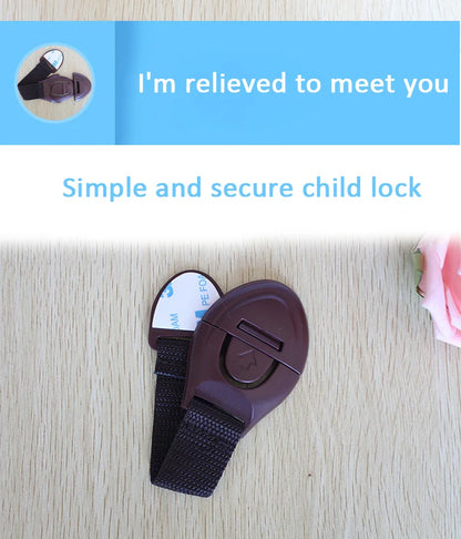 Baby Safety Cabinet Lock Baby Safety Protection Drawer Webbing Safety Lock Baby Anti-pinch Hand Cloth With Child Safety Hook