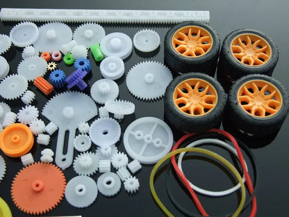 78Pcs/Set Model Gear Kit Motor Axles Tires Bushings Bevels Racks Wheels Accessories For DIY Toy Car Parts