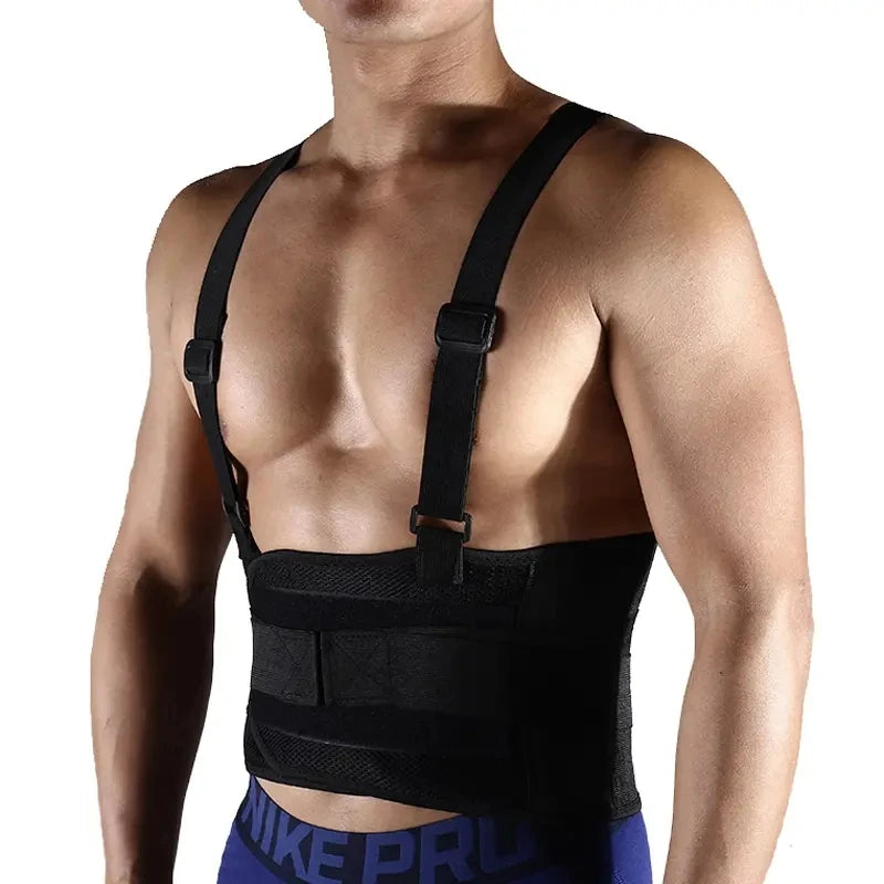 Heavy-Duty Lumbar Support Belt – Adjustable Back Brace for Weightlifting, Fitness & Sports – Waist Stabilizer with Suspenders