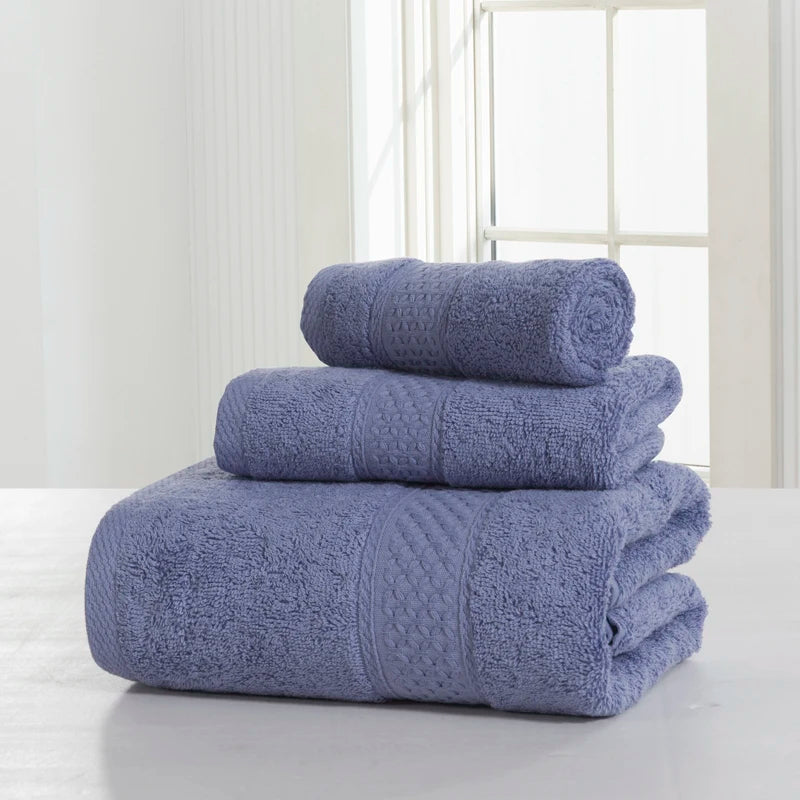 Towel Set 100%Cotton Terry Cloth Face+Bath+Hand Towels for Home Hotel Bath Room Adult Kids, 70*140cm Grey White Beach Towel