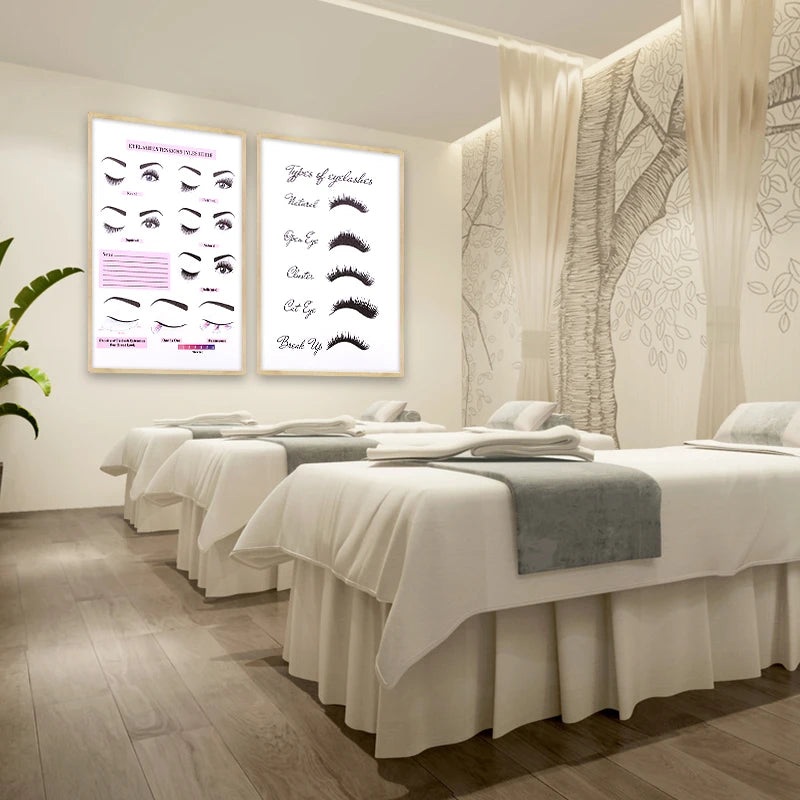 Lash Extensions Guide Poster Prints Makeup Wall Art Picture Decor Eyelash Business Form Art Canvas Beauty Salon Room Decoration