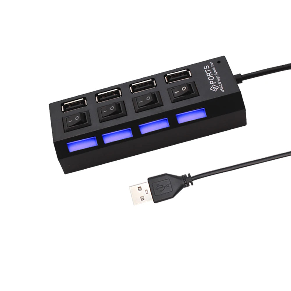 USB 2.0 Hub USB Hub 2.0 Multi USB Splitter Hub Use Power Adapter 4/7 Port Multiple Expander 2.0 USB Hub with Switch for PC
