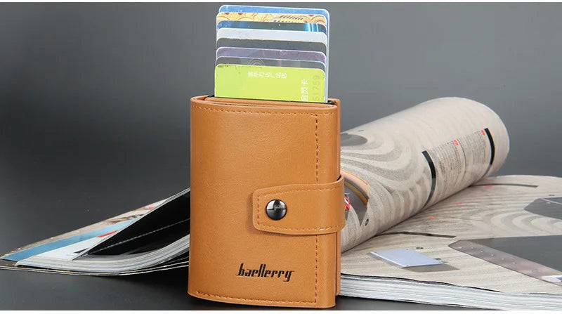 2023 Rfid Blocking Protection Men Card Wallets Hasp Small Card Wallets PU Leather Slim Mini Wallet Qaulity Male Purses