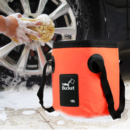 12L Folding Bucket Bowl Sink Washing Bag Car Wash Bucket Portable Outdoor Travel Foldable Water Bucket