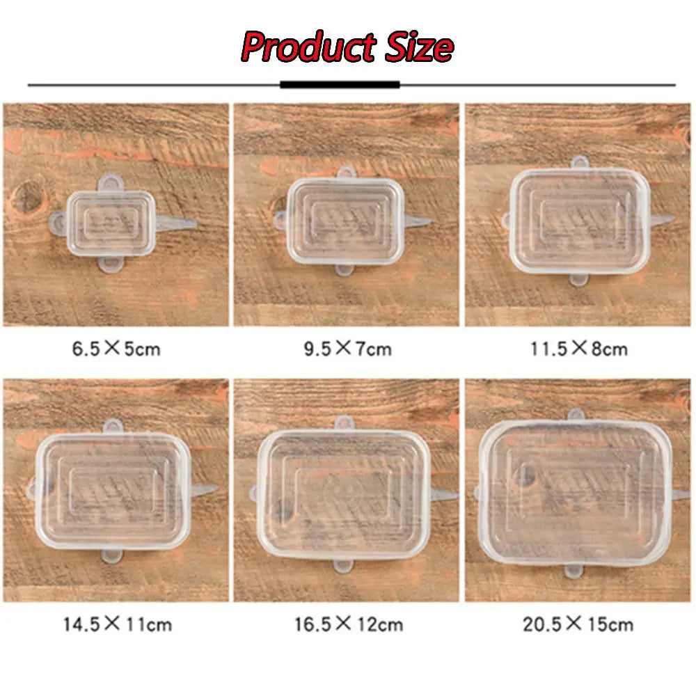 6Pcs Food Grade Silicone Stretch Lids Kitchen Tools Accessories Reusable Food Wrap Sealed Cover Keep Fresh Stretchy Bowl Cover