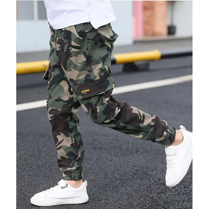2022 Boys Camouflage Joggers Casual Cargo Pants for Boys Kids Cotton Trousers Clothes Teenage Boys Joggers Clothing 3-14 Years