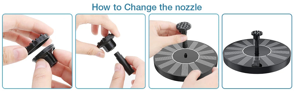 1.5W Solar Fountain Pump, with 6 nozzles Solar Bird Bath Fountain, Water Pump Floating Fountains Suitable for Ponds