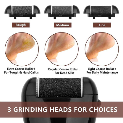 6 Pcs Foot Care Tool Heads Hard Skin Remover Refills Replacement Rollers for Cracked Heels Calluses and Dead Skin Black