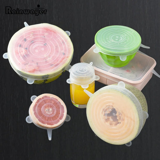 Universal Reusable Silicone Stretch Lids Food Wrap Silicone Cover for Cookware Bowl Pan Cooking Kitchen Accessories