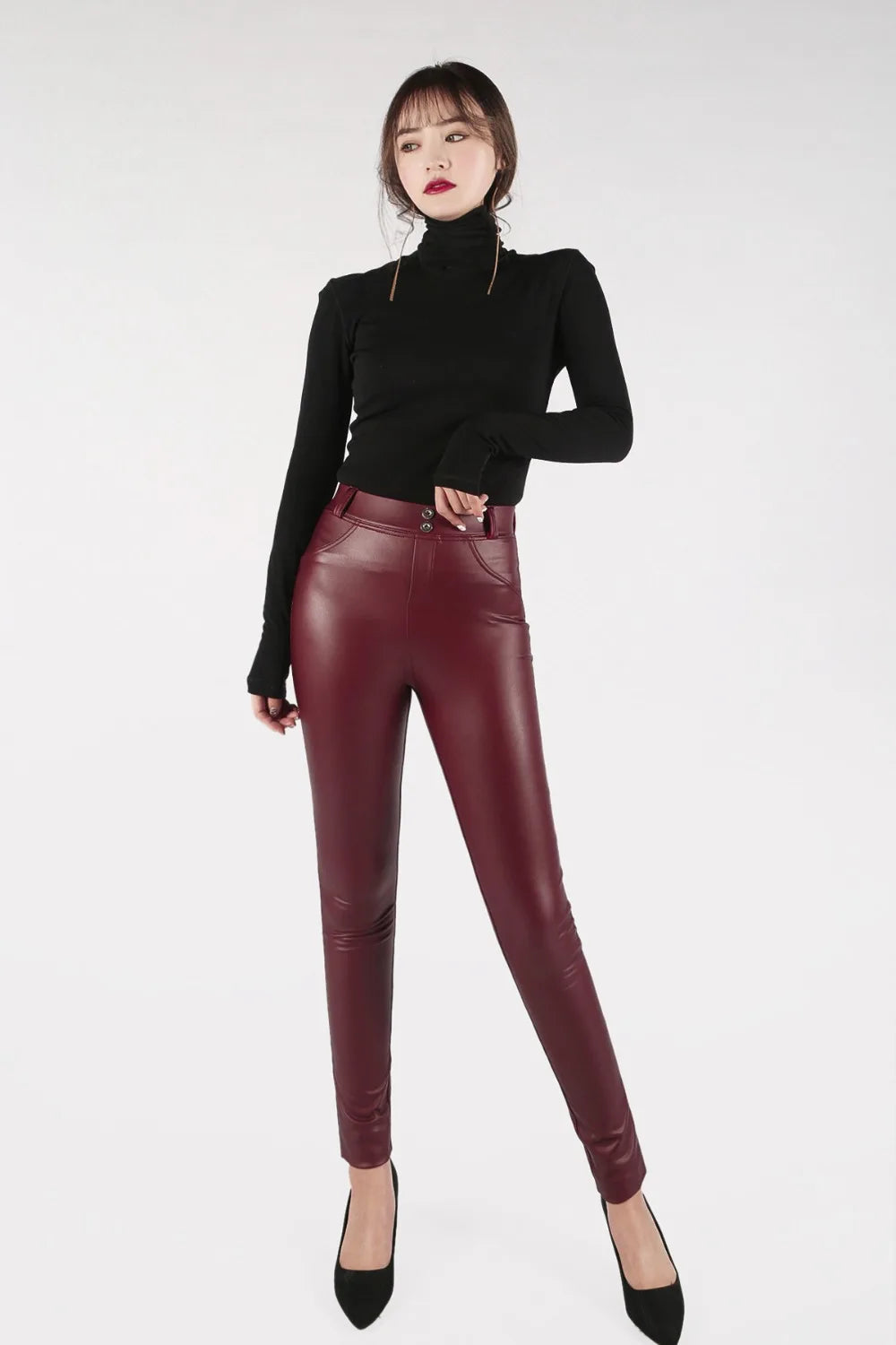 Leggings Women Sexy Hip Push Up Pants Low Waist Legging PU Leather Jegging Gothic Leggins Jeggings Legins 4 Colors