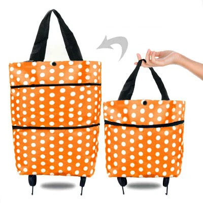 Portable Folding Reusable Shopping Bags Small Pull Cart Buy Shopping Trolley Bag With Wheels Fruit Vegetables Bag Food Organizer