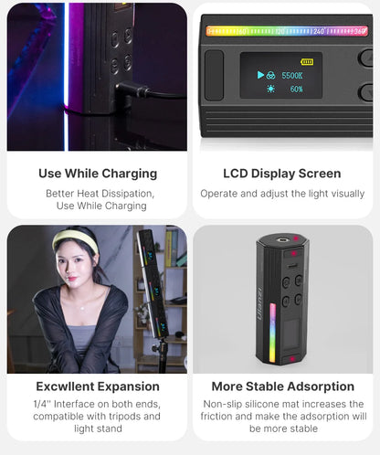 Ulanzi i-Light Handheld Light Stick RGB Led Video Light 2500-9000K Photography Light Rgb Ice Light Tube Light for Youtube Live