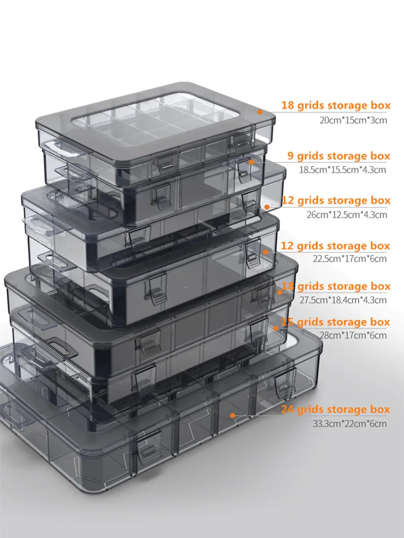 Organizer 9-24 Grids Adjustable Storage Container  Compartment Plastic Storage Box Component Screw Holder Case Display Container