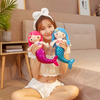 Plush Toy Cartoon Mermaid Humanoid Doll Mini Pillow Child Comfortable Stuffed Plush Toy Cute Doll Comfortable Pillow Gifts 30cm