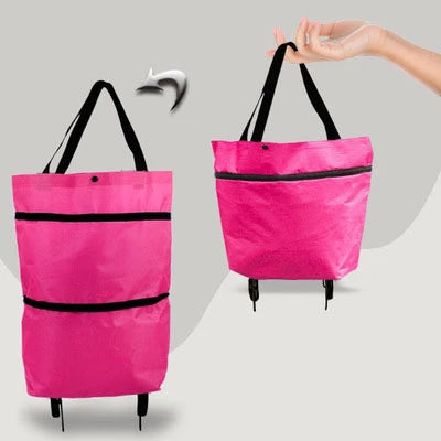 Portable Folding Reusable Shopping Bags Small Pull Cart Buy Shopping Trolley Bag With Wheels Fruit Vegetables Bag Food Organizer