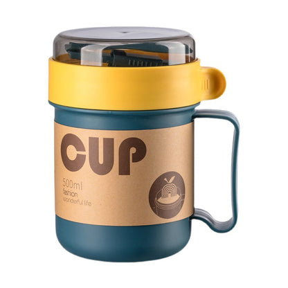 500ml Portable Breakfast Cup Multifunction Oatmeal Nut Yogurt Mug Snack Cup Microwave with Lid Spoon Creative Soup Cup