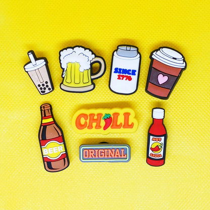 1pcs  coffee PVC Shoe Charms Shoe Decorations Crocs