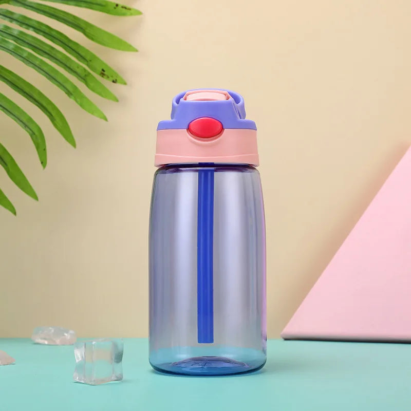 480ml Water Bottle With Straw Kids Girls Portable Travel Bottles Gym Sports Fitness Cup Summer Cold Water Juice Drinking Bottle