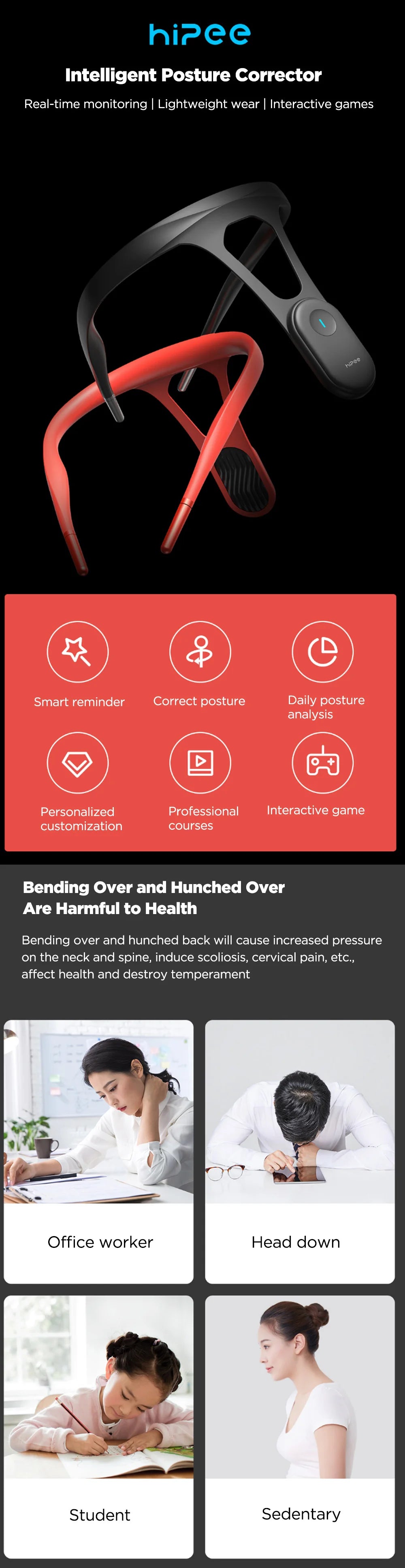 Hipee Smart Posture Correction Device Posture Training device Corrector For Adult Child Hunchback Correction (fast shipping)