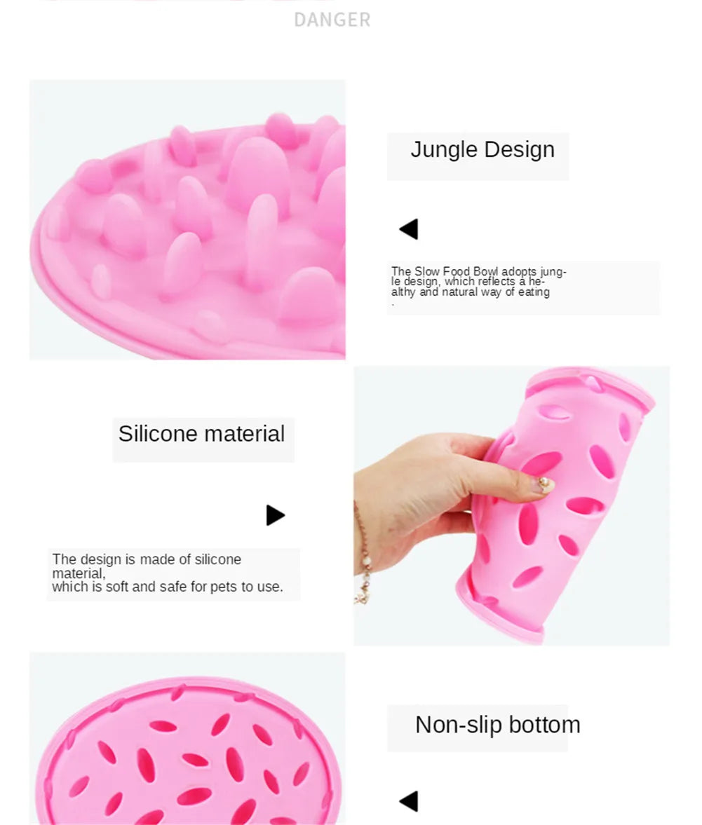 Silicone Pet Bowl Dog Cat Slow Eating Feeding Food Bowls Portable Puppy Feeder Puzzle Bowls Dishes Anti Choke Food Container