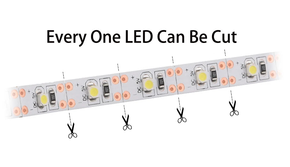 LED Strip Light 2835 5050 USB Bluetooth Flexible Lamp Tape 3key Sound Sensor RGB Ribbon 1M 2M 3M 4M DC5V Decoration TV BackLight