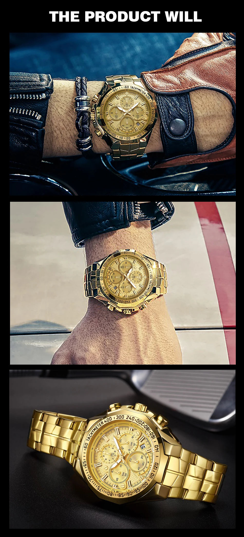 Relogio Masculino WWOOR Mens Watches 2024 Top Brand Luxury Wrist Watches For Men Gold Big Golden Male Chronograph Wristwatch Man