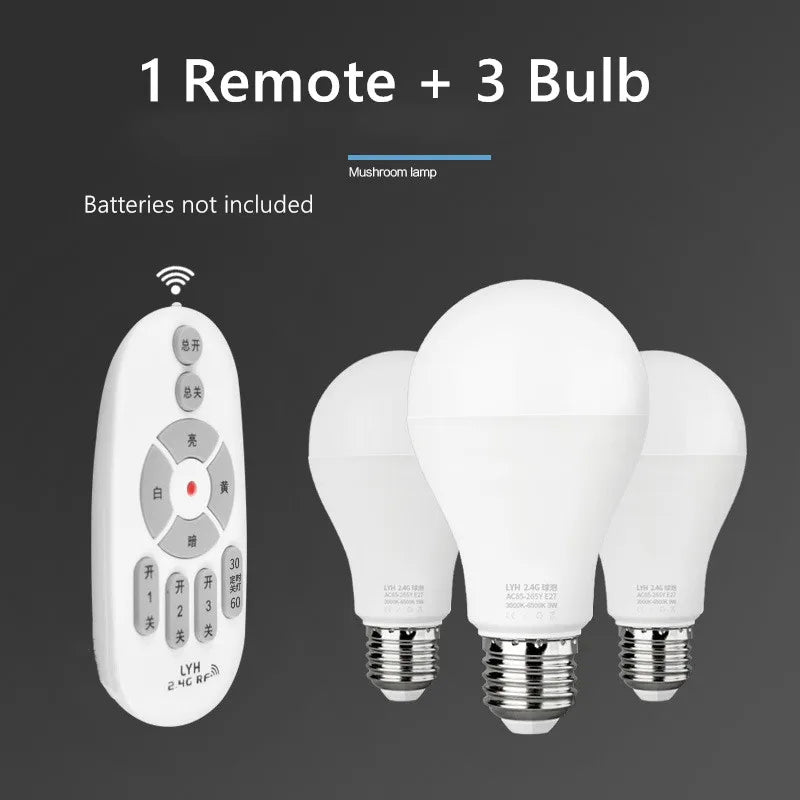 Smart LED Bulb E27 6W 9W 12W RF 2.4G Wireless Remote Control Night Light Timing Turn off Warm Cold Light Dimmable Led Lamp Bulb