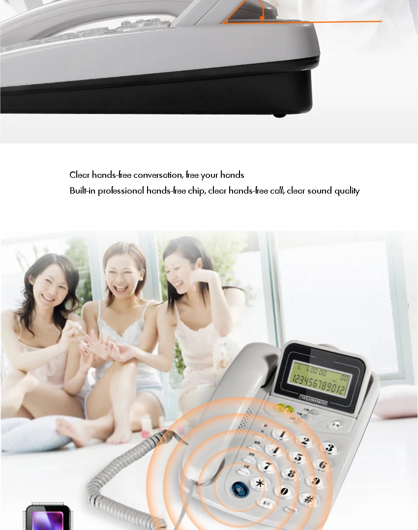 Caller ID Home Landline with Loud Ringtone for Elderly, Corded Desk Phone, Wall Mountable Fixed Landline Telephone