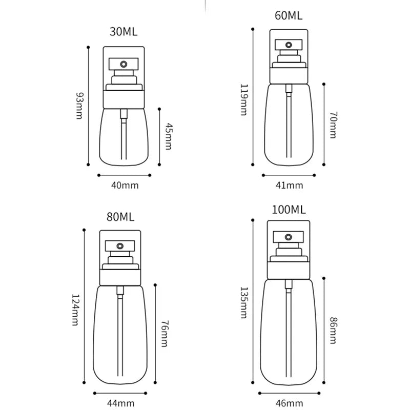 30ml 60ml 100ml UPG Fine Mist Spray Bottle Plastic Bottl Lotion Pump Travel Perfume Water Bottles Refill