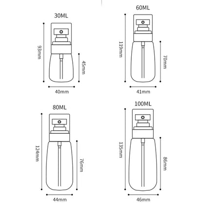 30ml 60ml 100ml UPG Fine Mist Spray Bottle Plastic Bottl Lotion Pump Travel Perfume Water Bottles Refill